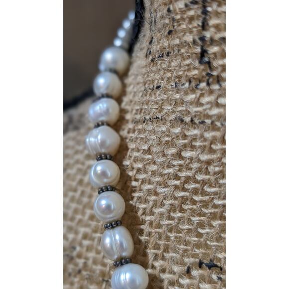 Vintage Freshwater Pearl 925 Sterling Silver Bali Bead Byzantine Hook Clasp - Picture 3 of 12